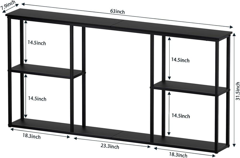 WOHOMO 63 in Entryway Table Modern Sofa Table with Shelves Black