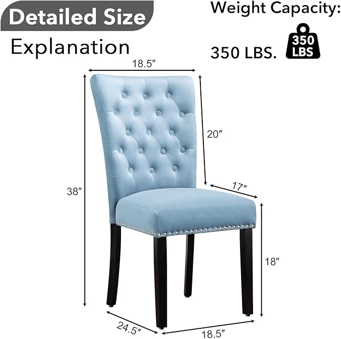 Velvet Dining Kitchen Chair Set of 4, Parsons Upholstered Dining Room Chair, ...
