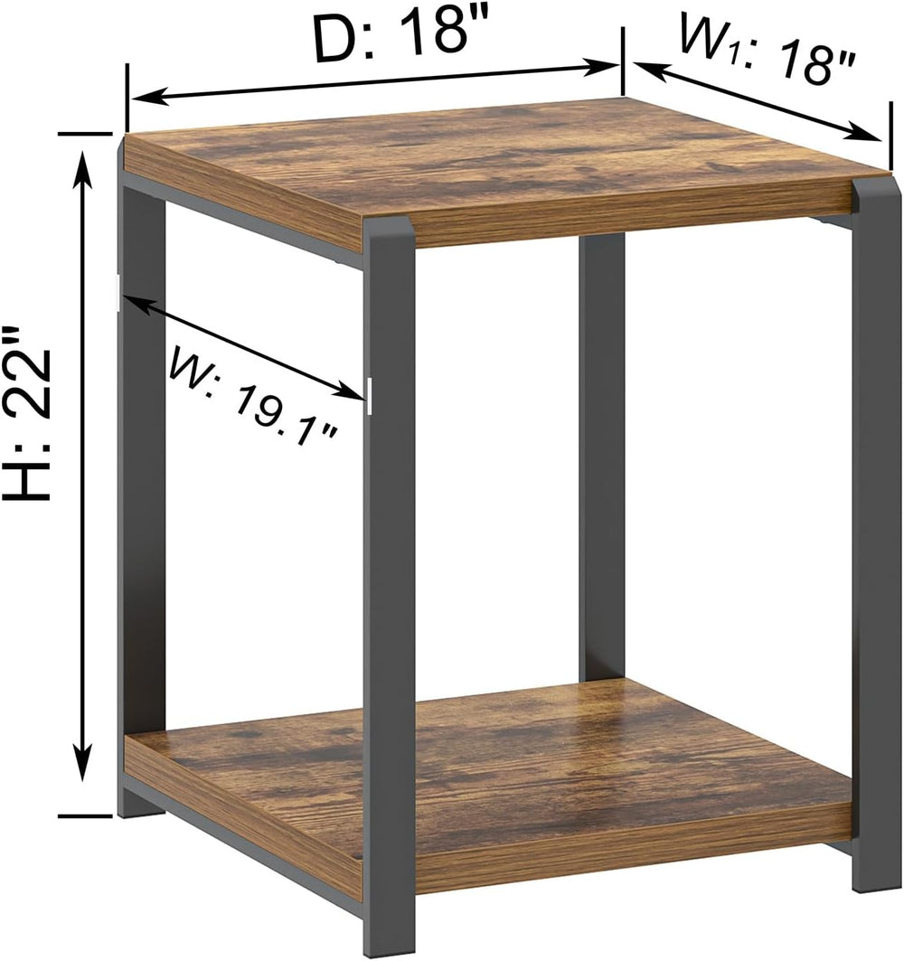 EXCEFUR End Table with Storage Shelf, Modern Side Table for Living Room, Wood...