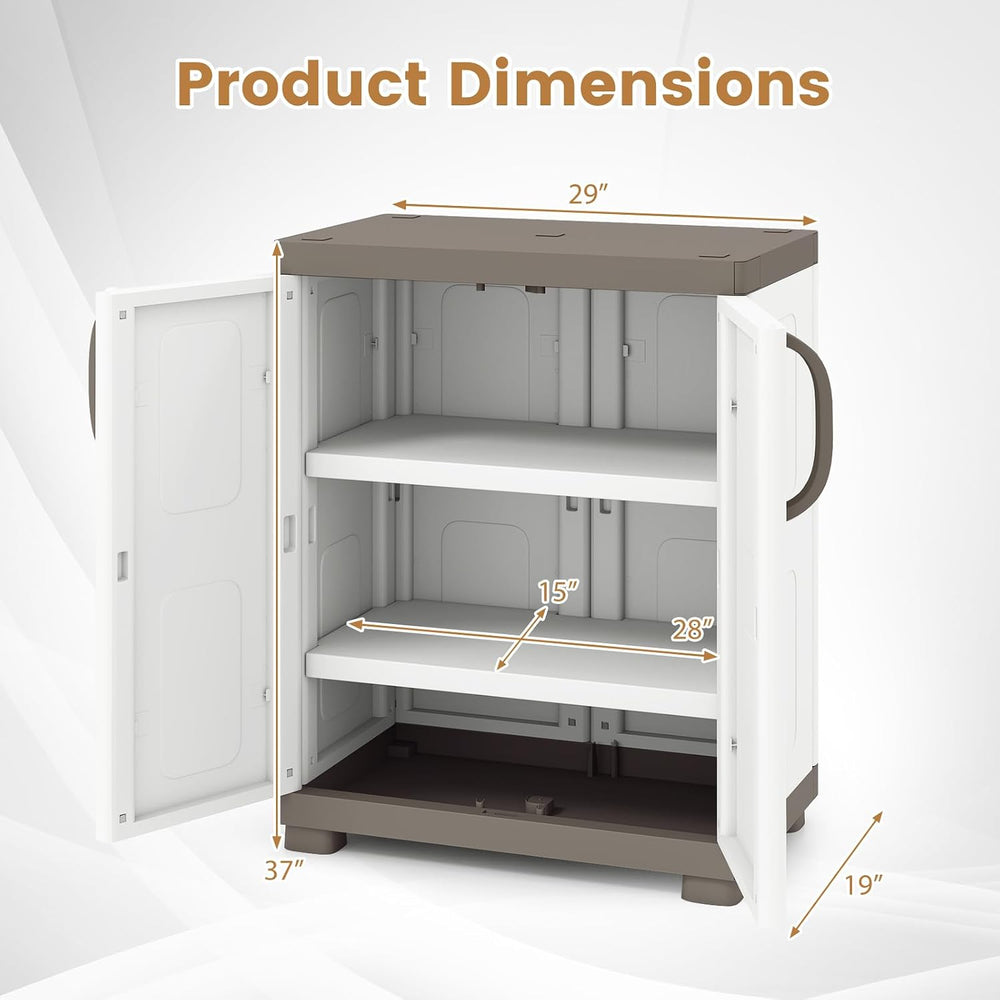 GIANTEX Storage Cabinet with 2 Doors and Adjustable Shelves, Modern Plastic B...