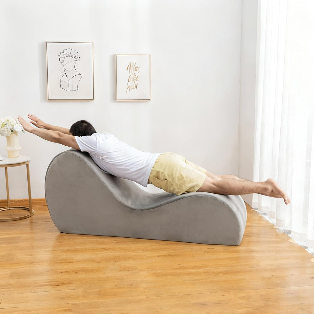 Yoga Chaise Lounge Chair, Velet Yoga Lounge Chair for Stretching Relaxation w...