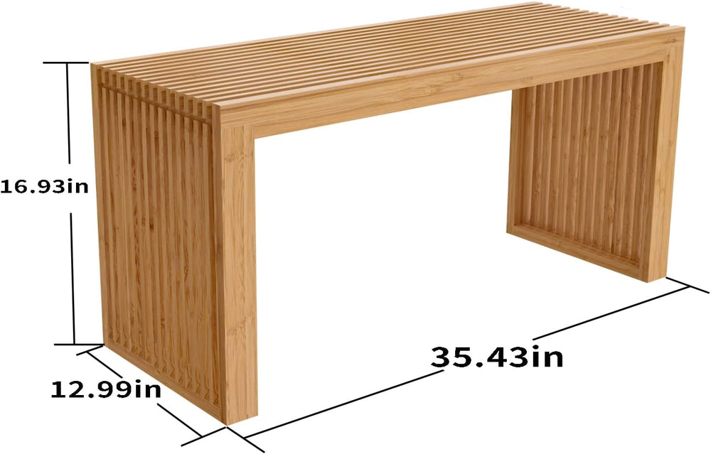 APRTAT Bamboo Dining Bench 35 Inch Indoor Wooden Shoe Benches for Entryway | ...