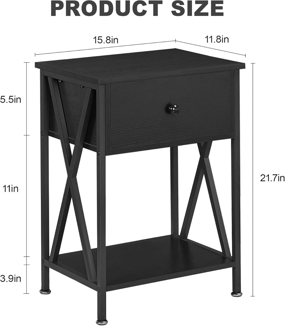 VECELO Nightstands Set of 2, Modern Bedside End Tables, Night Stands with Dra...