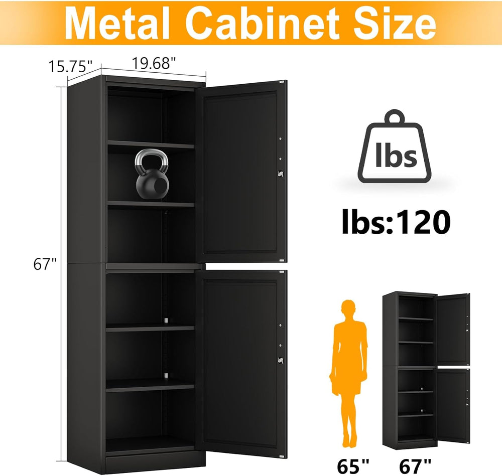Ckzbx Metal Locker Tall Narrow Storage Cabinet, 67" H Locking Tool File ...