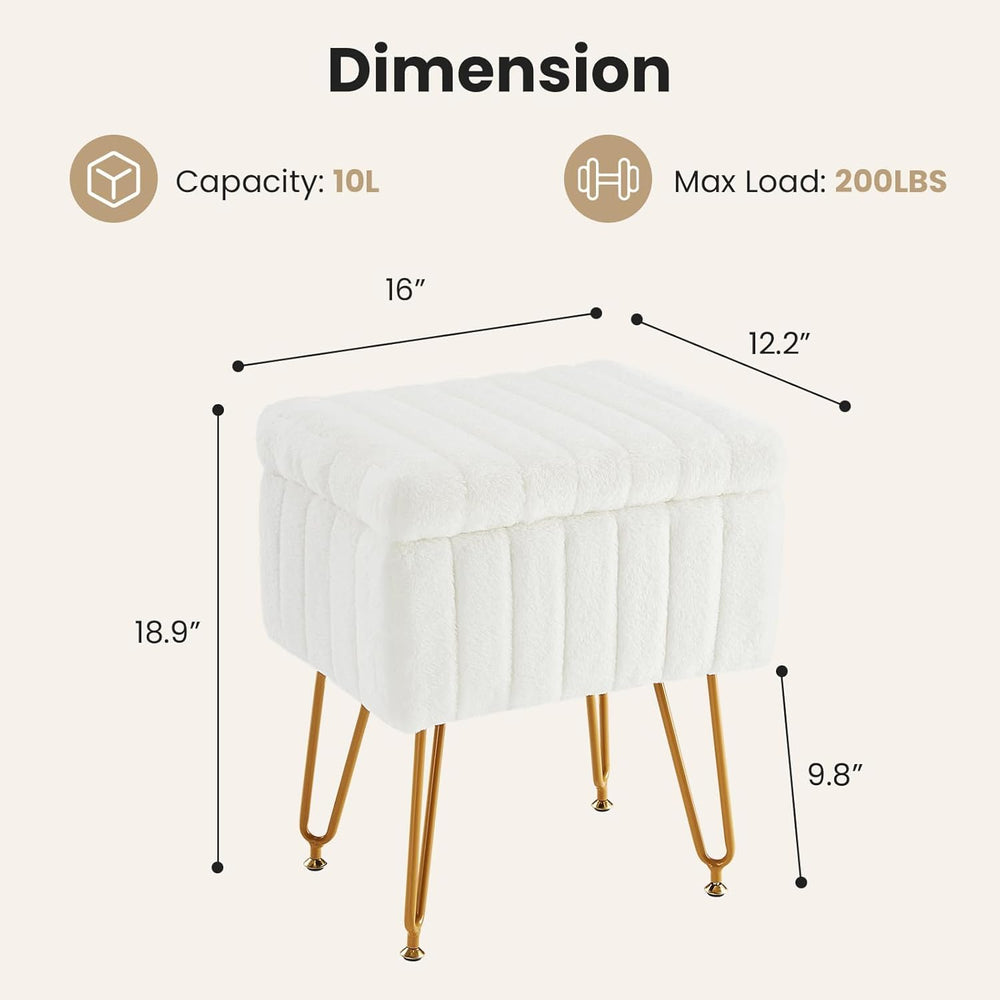 DUMOS Vanity Stool Chair Ottoman with Storage, Makeup Cute Soft Small Footsto...