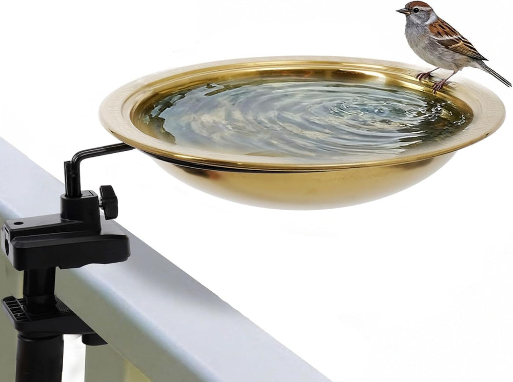 12" Diameter 2.6" Deep Bird Bath with 3" Clamp & Heater Ra...