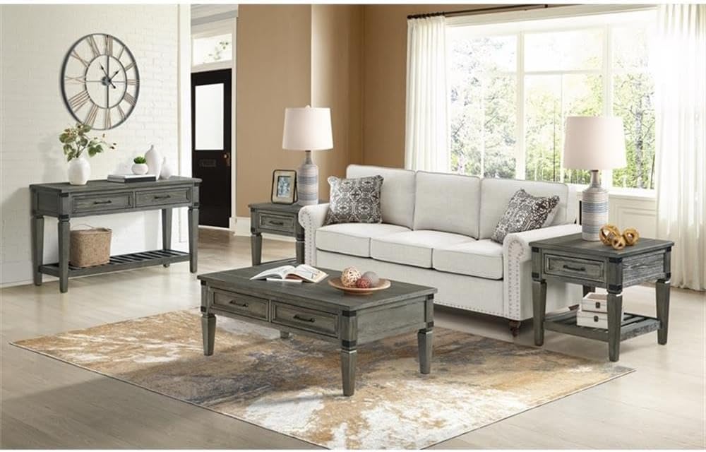 Intercon Foundry 24" Wide Drawer and Shelf, Brushed Pewter End/Side/Nest...