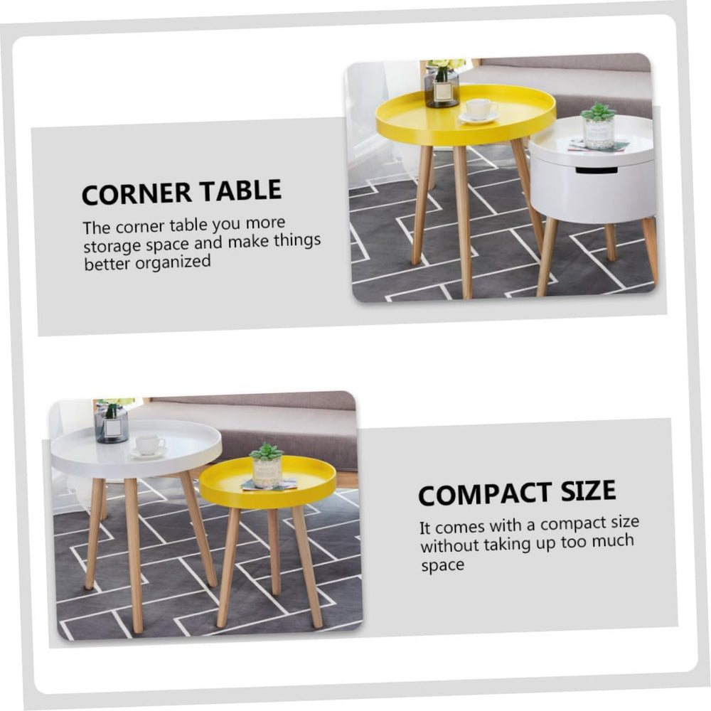 Nordic Style Small Round Coffee Table Creative Mini Sofa Side Table Yellow fo...
