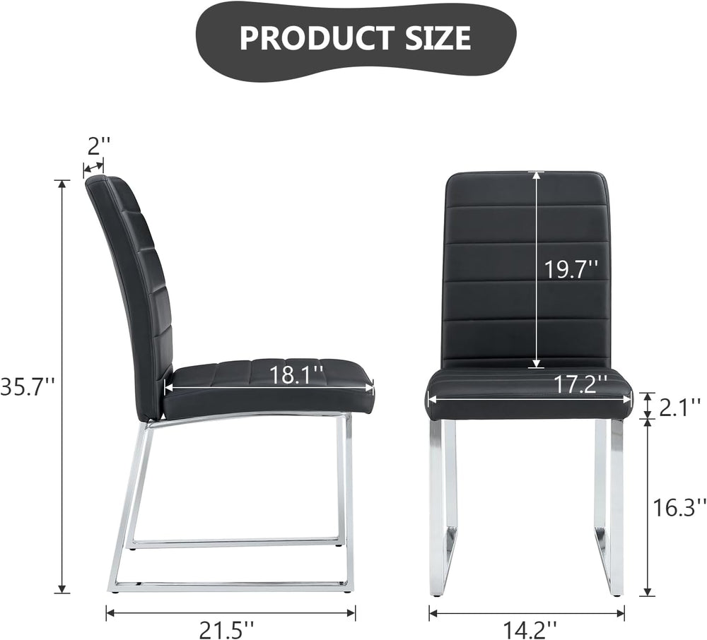 Modern Leather Dining Chairs, Set of 6 | Upholstered Padded Seats with Sturdy...