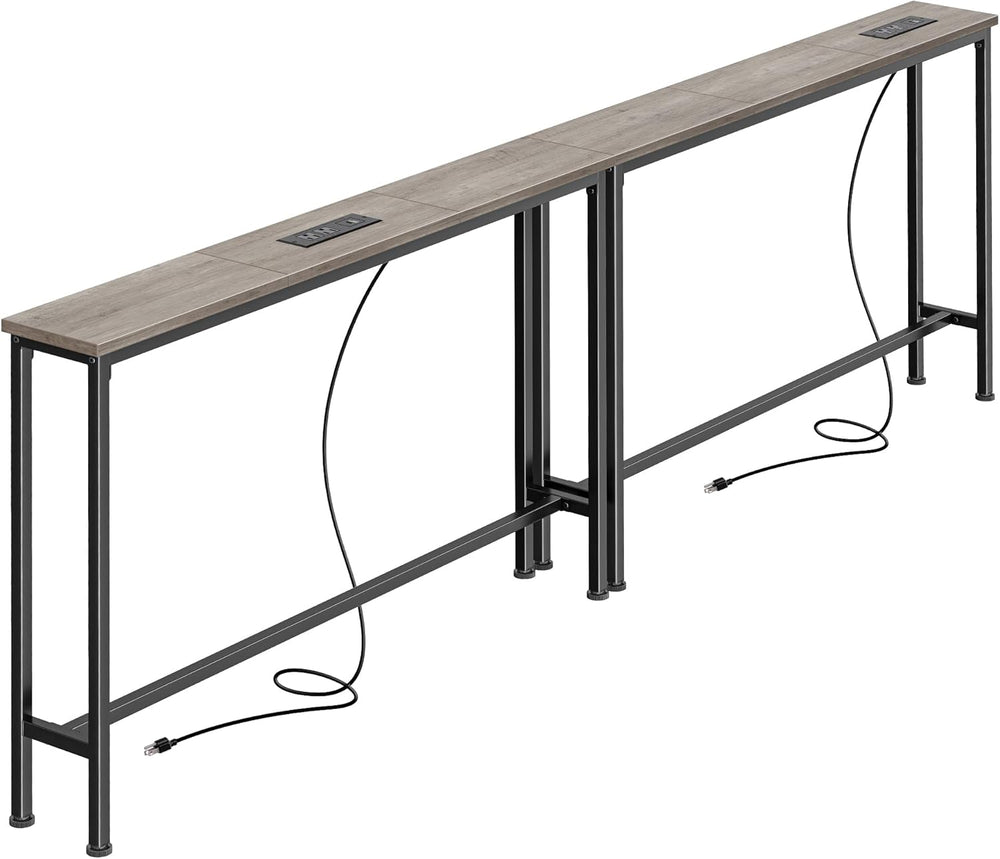 SUPERJARE 78.8 inch Narrow Behind Couch Table with 2 Charging Stations | 2 AC...