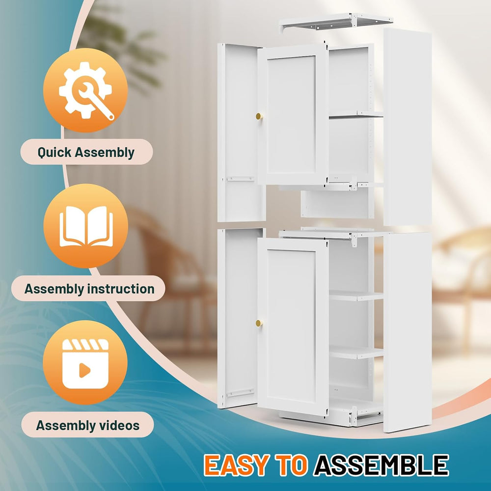 Eltean 67" Tall Narrow Storage Cabinet,Bathroom Cabinets | Narrow Pantry...