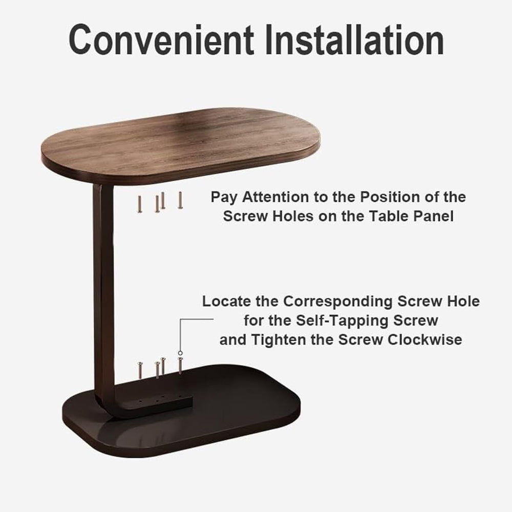 Small Side Table End Table, C-Shaped Wood Coffee Table TV Tray for Eating Cou...