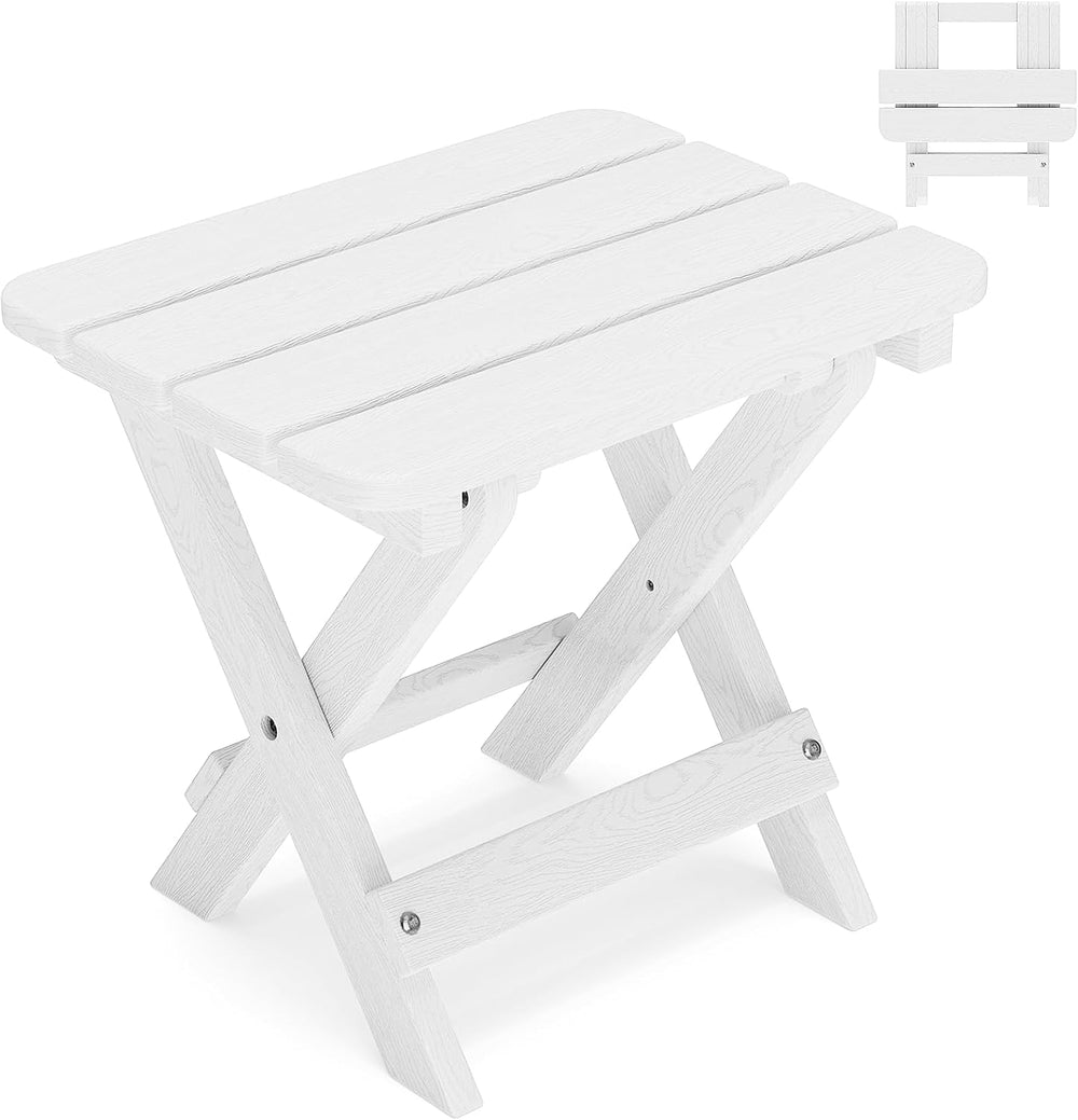Folding Outdoor Side Table,Small HDPE Patio Table,All-Weather Compact Portabl...
