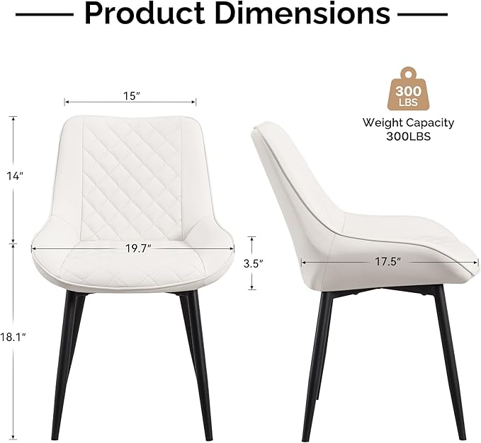 Dining Chair, Modern Dining Chairs with Thick Cushions, Faux Leather Upholste...