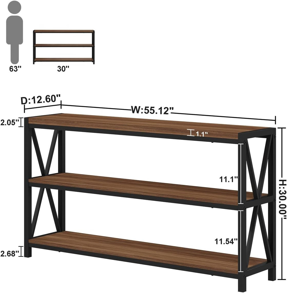 FATORRI Console Table for Entryway, 55 Inch Modern Entry Table with 3 Tier Sh...