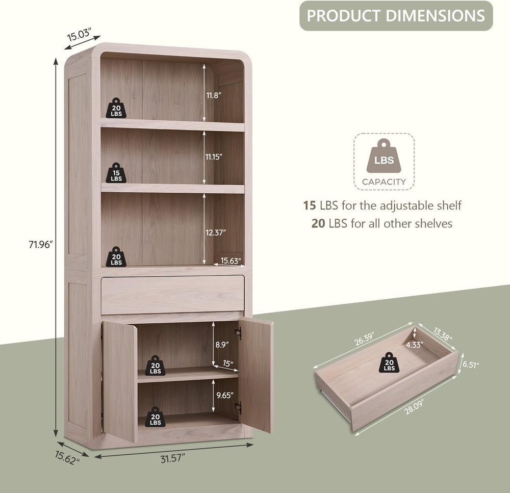 72" Tall Kitchen Pantry Cabinet, Wood Pantry Storage Cabinet w/Drawer, H...