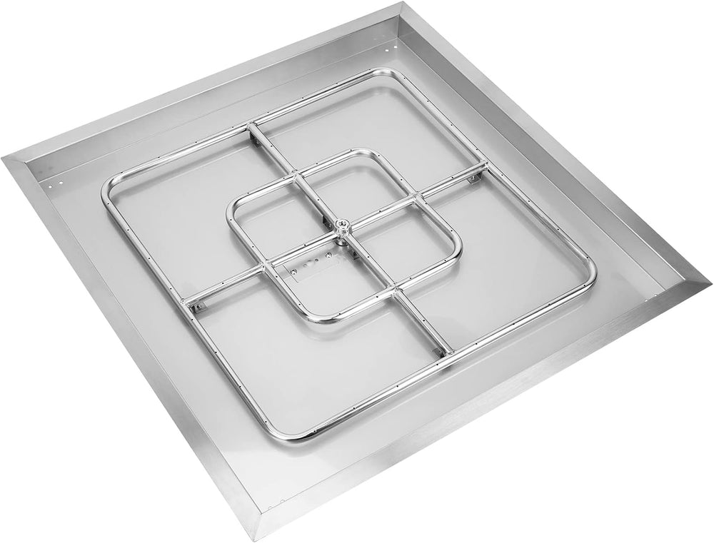 onlyfire 30" Square Fire Pit Flat Pan with Burner Ring, 296,000 BTU