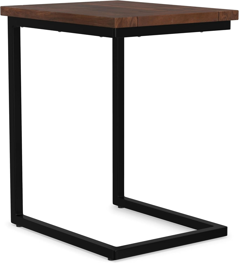 SIMPLIHOME Skyler C-Side Table - 16 inch Wide Solid Mango Wood and Metal Slid...
