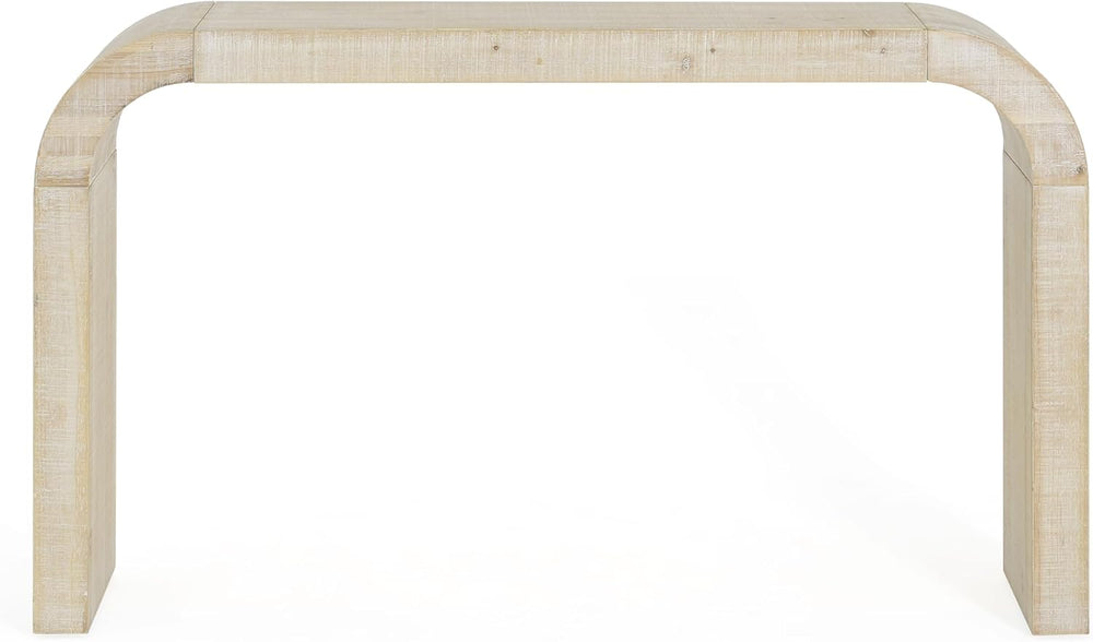 52" Wood Console Table with Curved Edge, Natural Texture, Perfect for En...