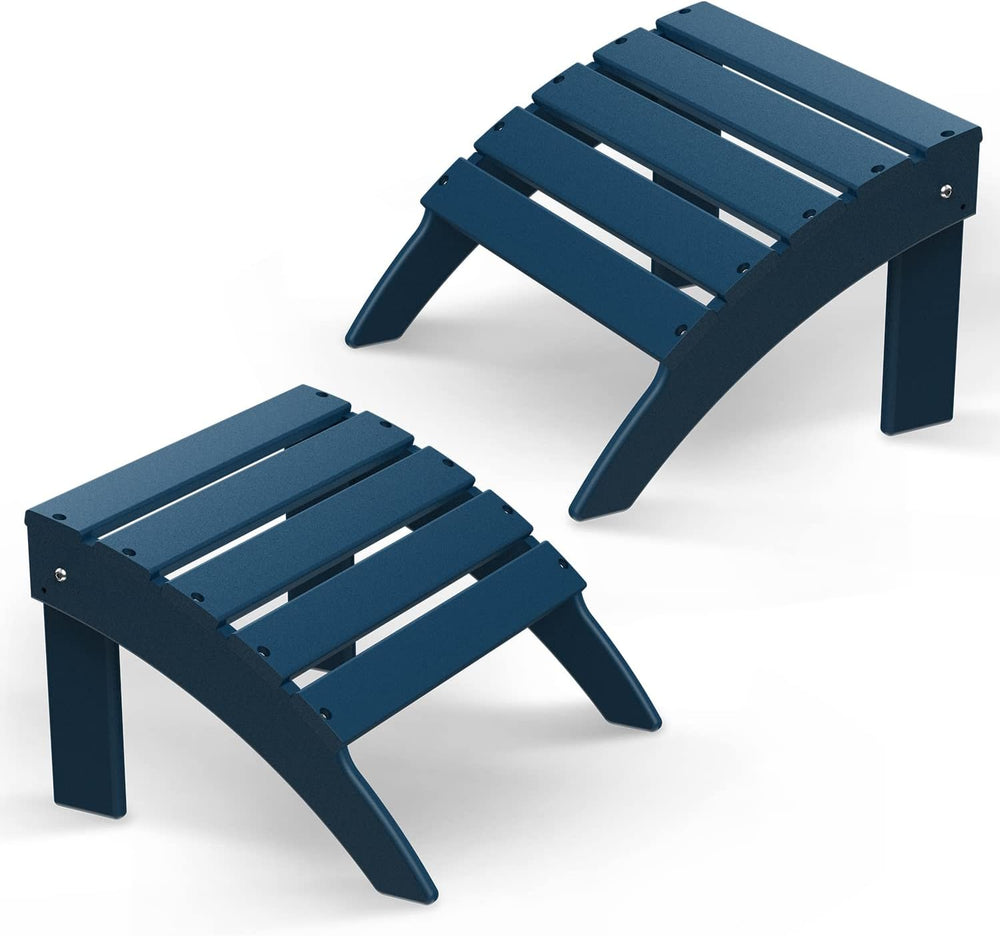 BRIOPAWS Adirondack Ottomans | Folding | Set of 2 | HDPE Plastic | Blue Outdo...