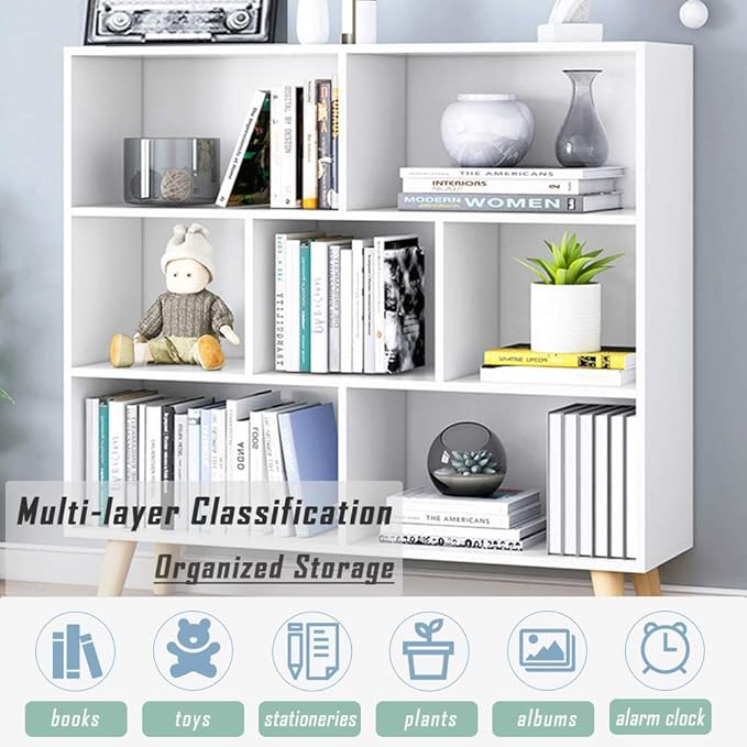 IOTXY Wooden Open Shelf Bookcase - 3-Tier Floorstanding Display Cabinet Rack ...