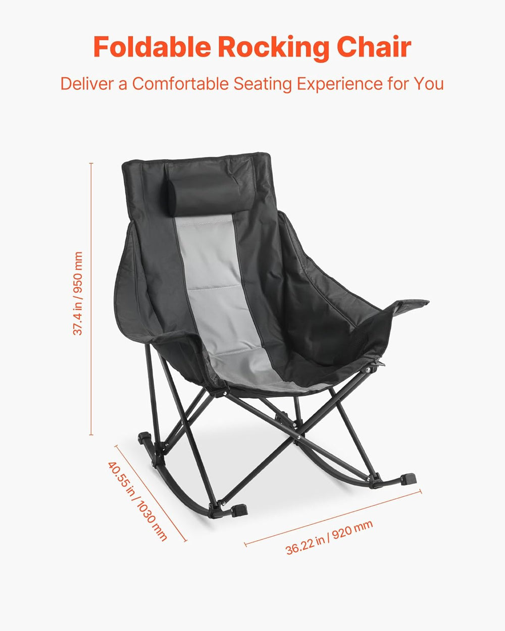 VEVOR Heated Camping Chair, 3 Heating Settings, Large-Sized Padded Folding Ro...