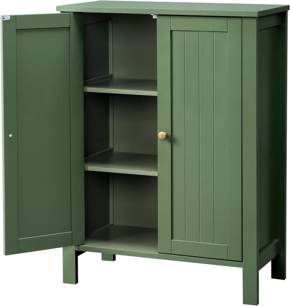 Bonnlo Free Standing Bathroom Cabinet, Sage Green Accent Storage Cabinet with...