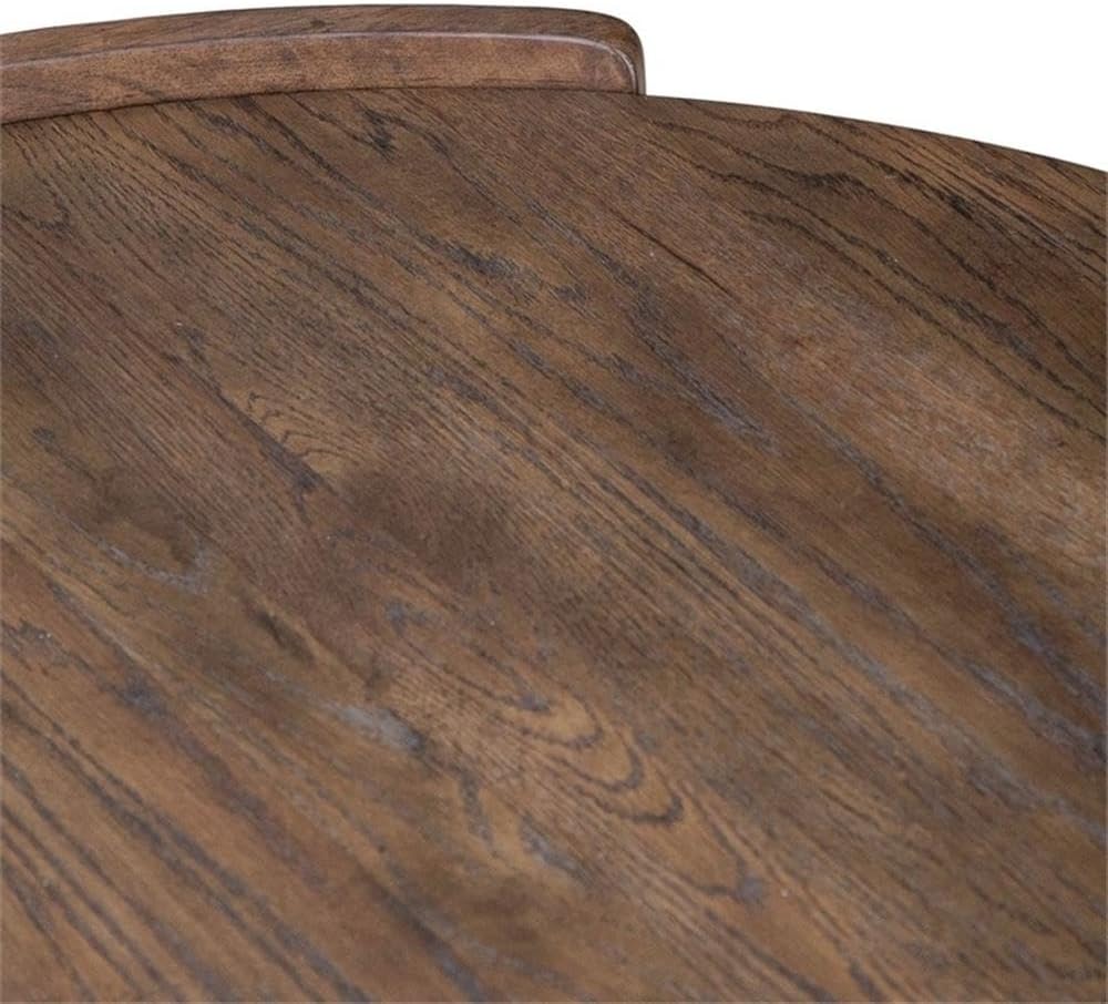 Pemberly Row 3 Piece Round Cocktail and End Table Set, Brown Oak Finish, Rubb...