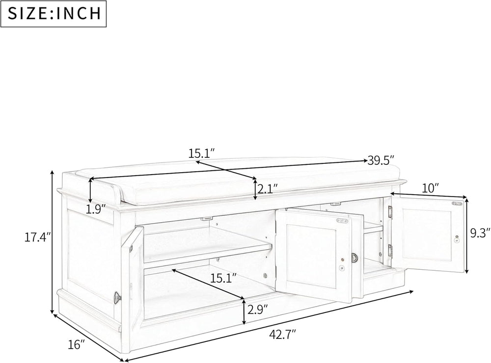 SOFTSEA 42.7" Shoe Bench with Padded Seat Cushion, 2-Tier Entryway Bench...
