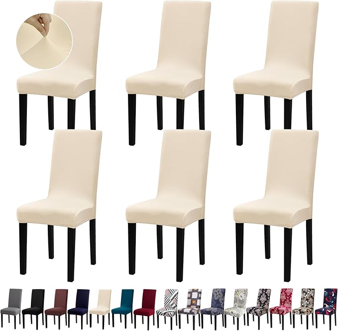 Chair Covers, Stretch Kitchen Dining Room Chair Covers Set of 6, Removable Wa...
