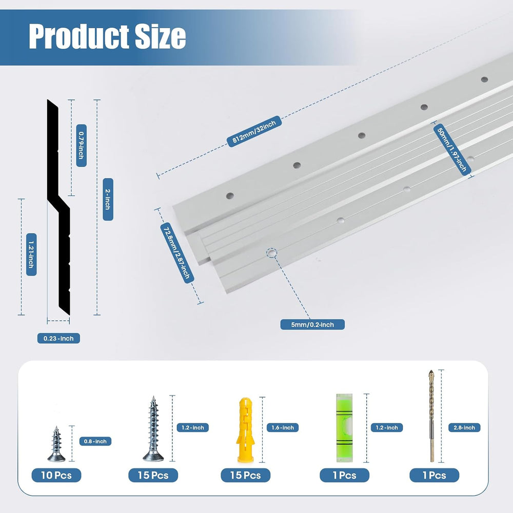 32 Inch French Cleat Hangers (3 Pairs) - Aluminum Z Bar Clips, Heavy Duty Wal...