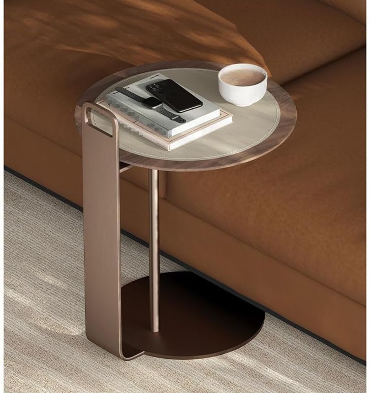 Living Room Sofa Side Table Tea Light Luxury Home Bedroom Saddle Leather Stor...