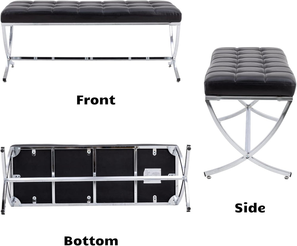 HEAH-YO Modern Dining Bench for Table, Button Tufted Ottoman Bench with Metal...
