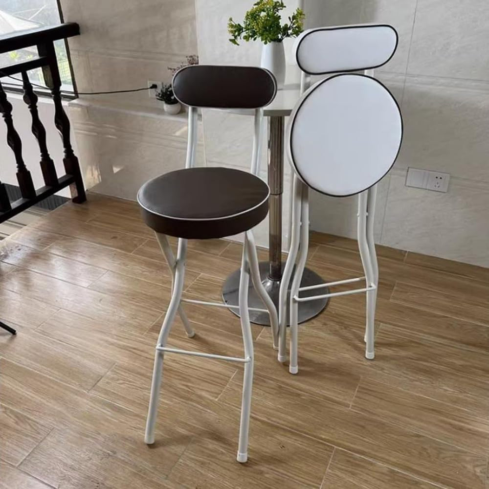 Portable Folding Stool, Non-Slip Feet, Kitchen Folding Stool with Backrest, P...