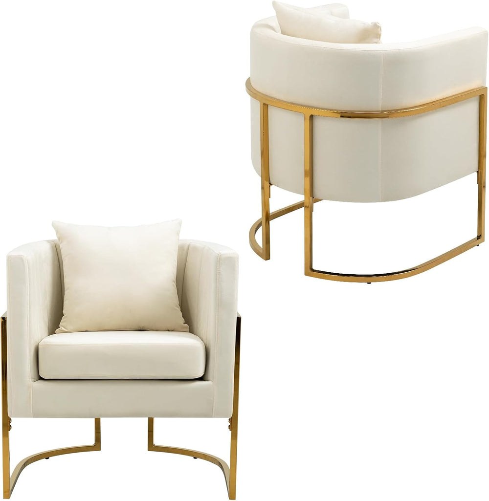 Velvet Accent Chairs Set of 2, Mid Century Modern Upholstered Barrel Armchair...