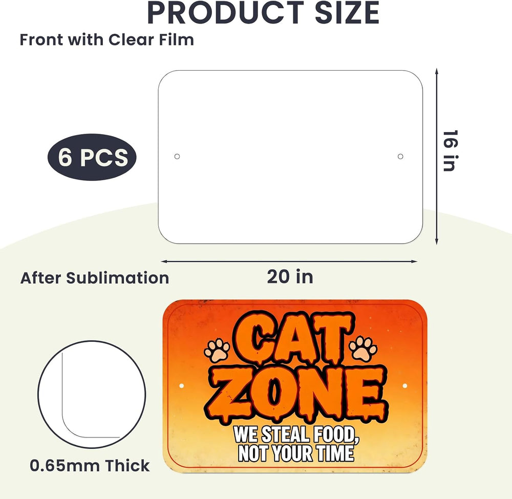 6 Pcs 16"x20" Sublimation Metal Sign Blanks with Holes, 0.65mm Larg...
