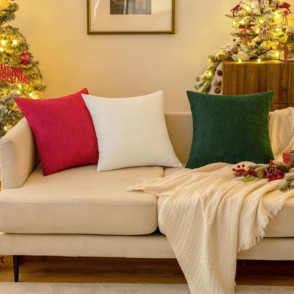 MIULEE Pack of 2 Red Decorative Christmas Pillow Covers 22x22 Inch