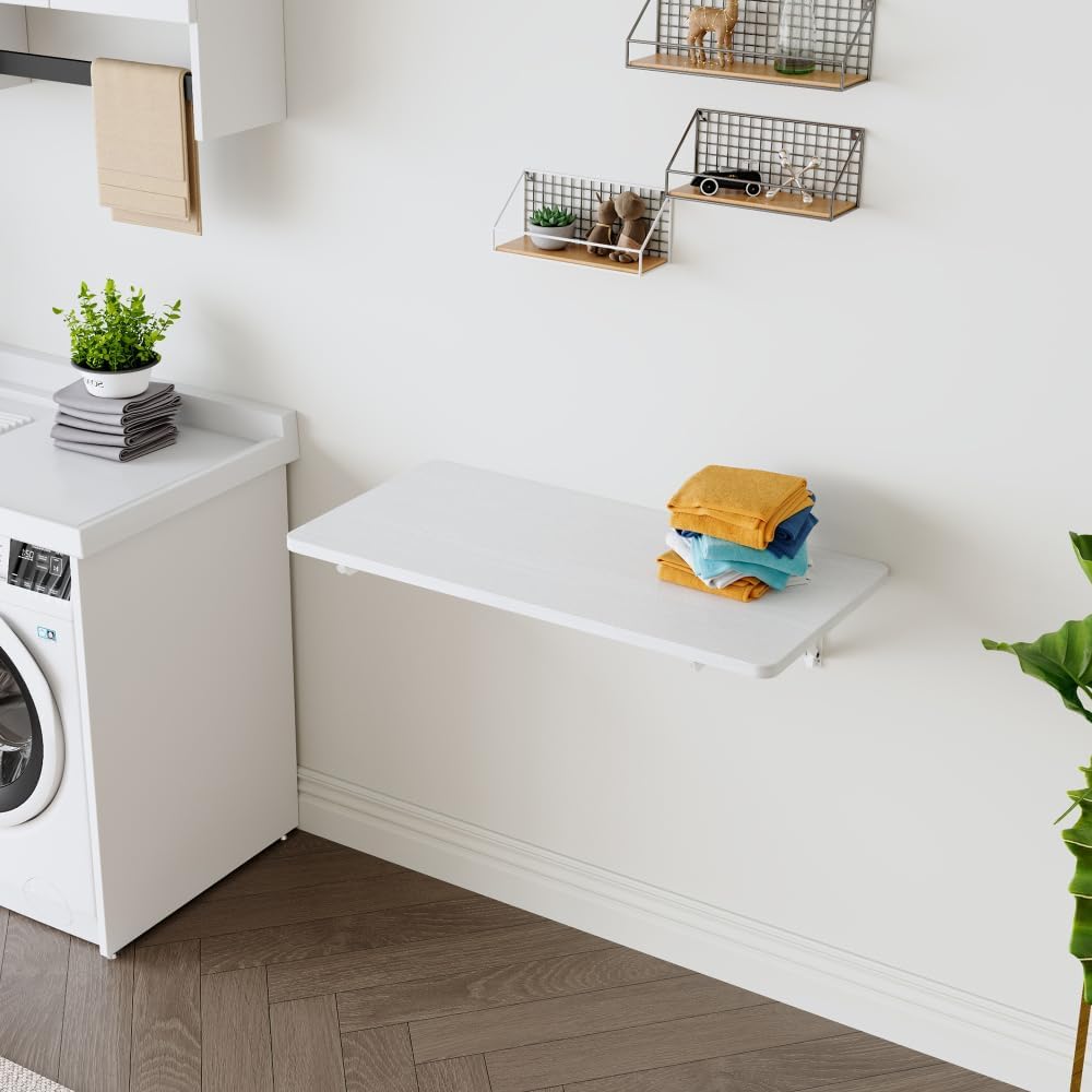 ZOEDO Wall Mounted Folding Table, Floating Desk for Laundry Room, Fold Down T...