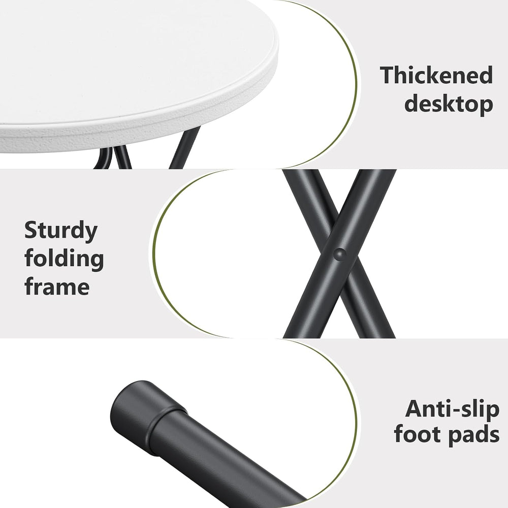 Folding Table,32 Inch Foldable Round, Bar Table Party High Top Table,White