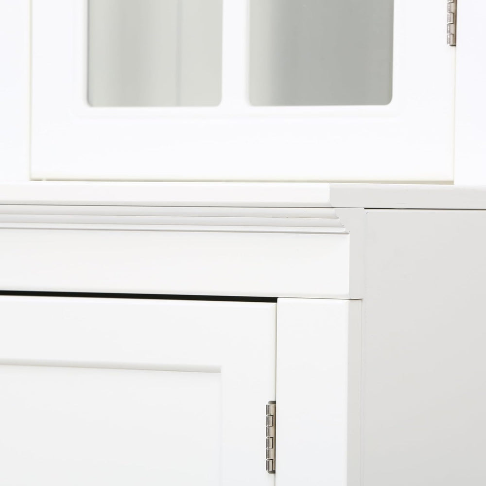 Havemies 36” Wide Freestanding Pantry with Glass Lattice Door, 75” Tall Farmh...