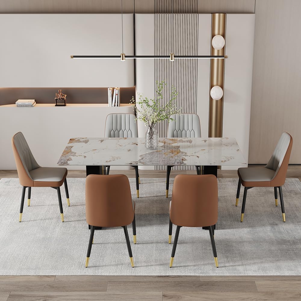71'' Modern Dining Table Set for 6,Dining Room Sets for 6, Kitchen Fa...