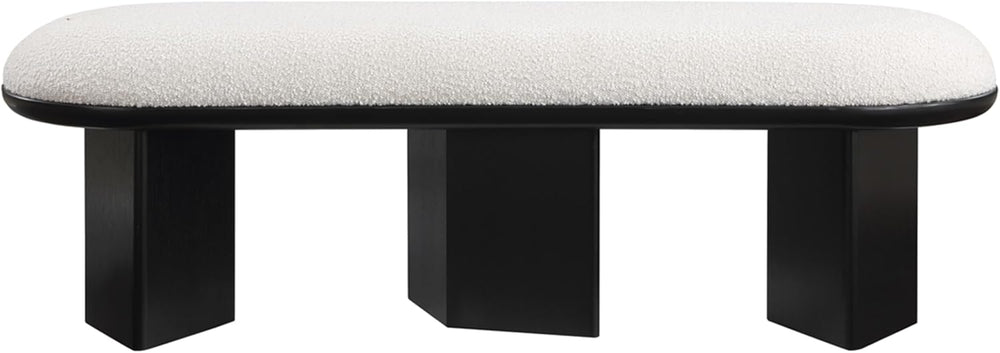 Meridian Furniture 22005Cream Wilshire Collection Art Deco Bench with Luxurio...