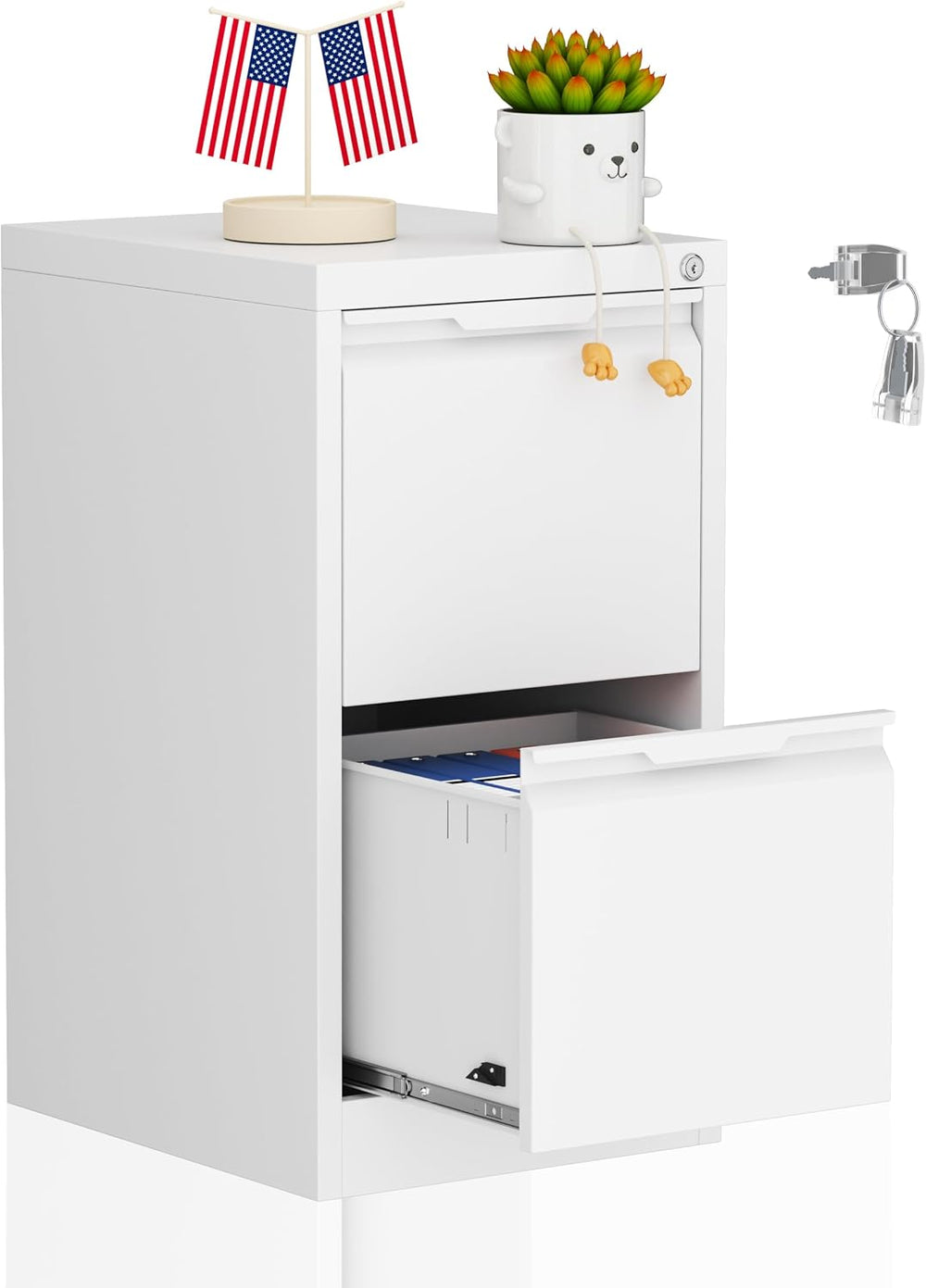 2 Drawer File Cabinet with Lock,Filing Cabinets for Home Office,Metal Small F...