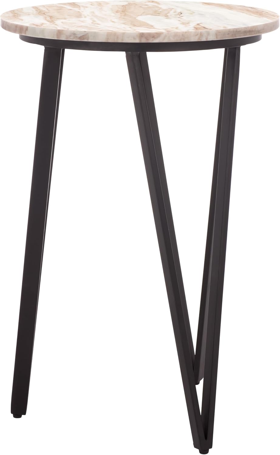 SAFAVIEH Home Collection - Reni Brown Marble & Black Metal Accent Table, ...