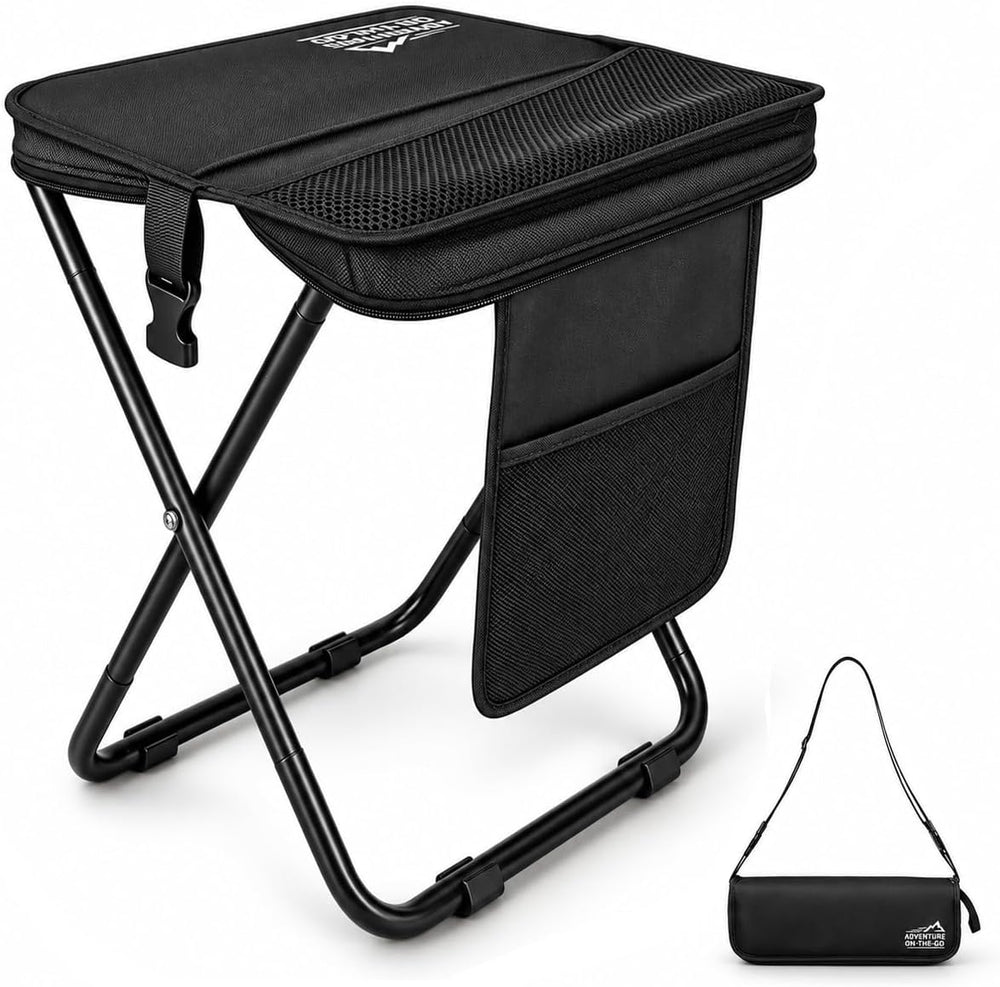 16" Extra Large Portable Folding Stool for Adults, Camping Collapsible Seat