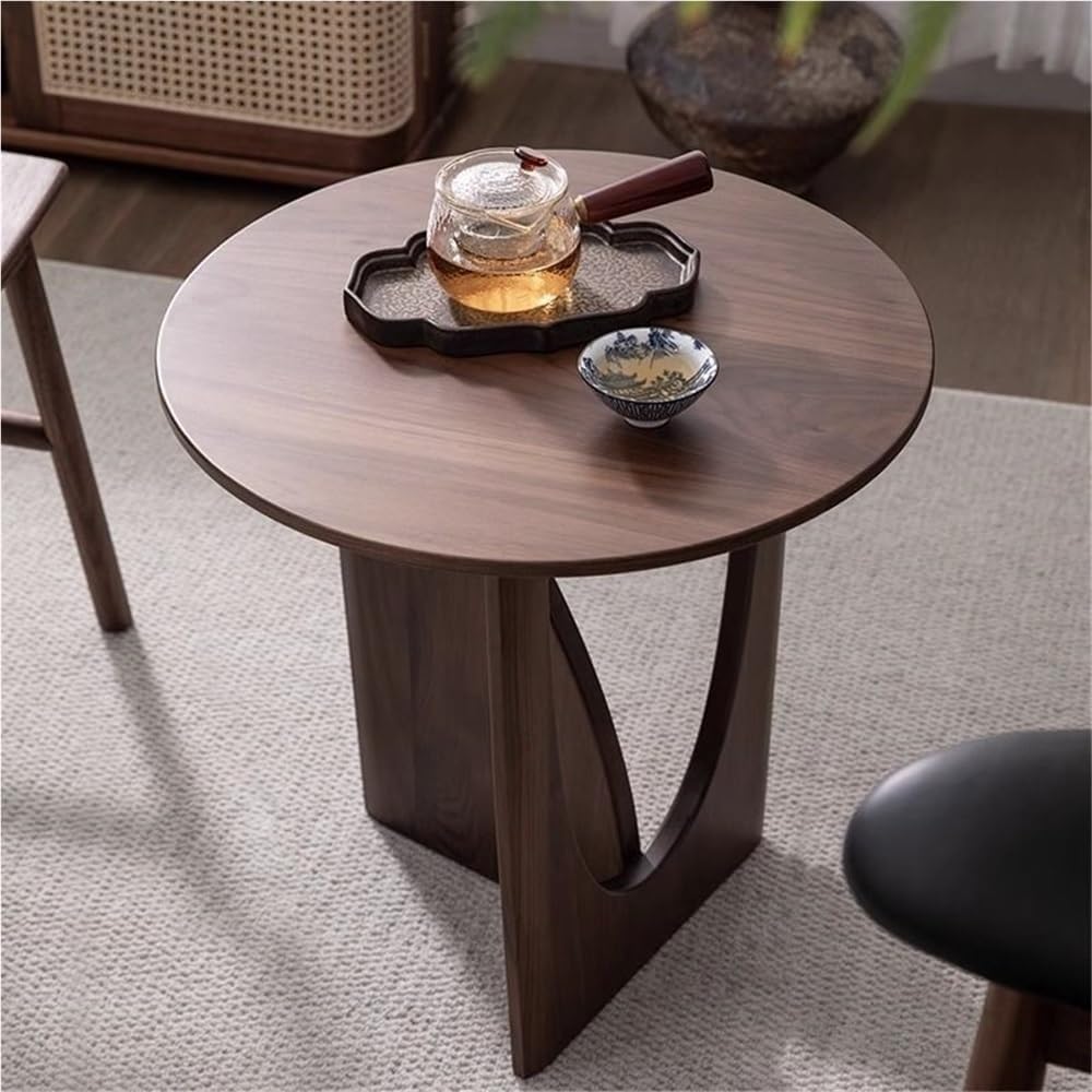 Wooden Round Side Table, Creative Small End Table for Small Spaces, Modern Ni...