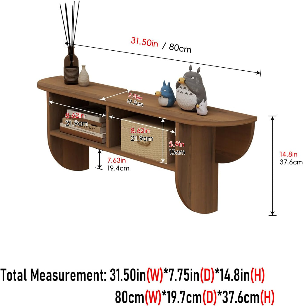 Floating Solid Wood Console Table, 32'' Wall Mounted Narrow Entryway ...