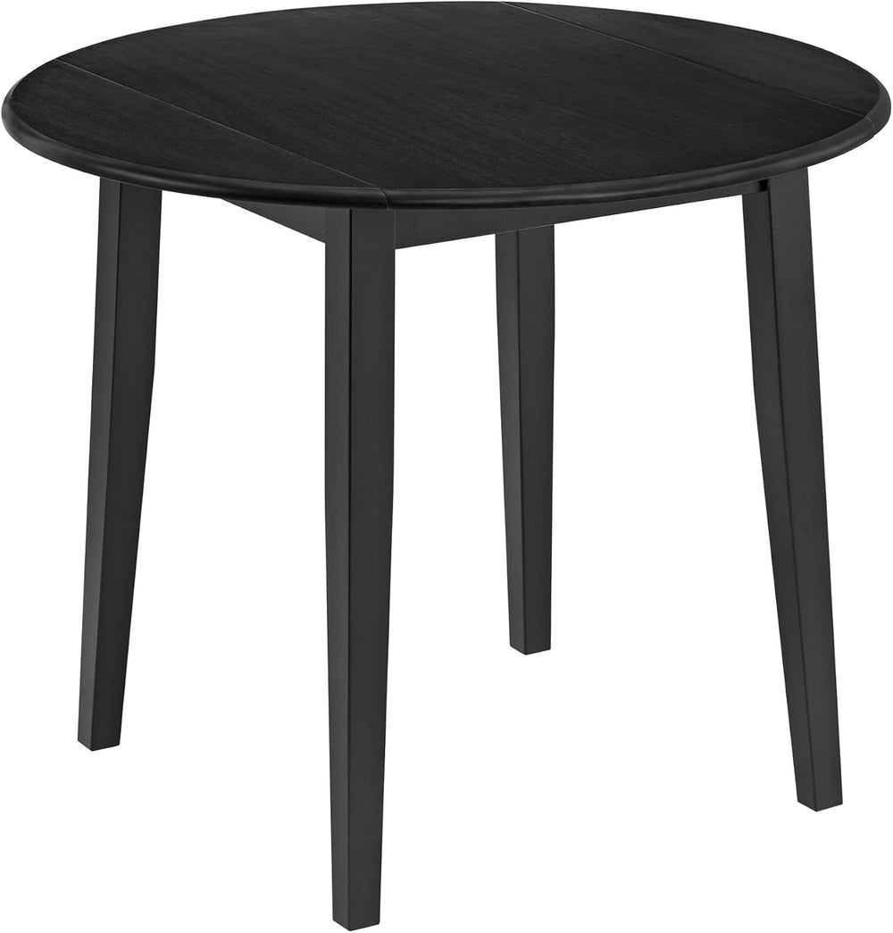 ROME + OAK Hinged Drop Leaf Dining Table, 22-36 Inch Round Tabletop with Stur...