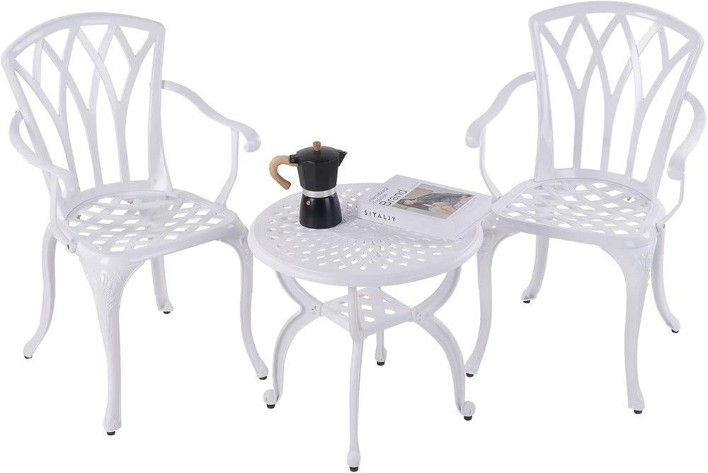 YKSY&YKSY Jardin DE CENTENNAIL 3-Piece Outdoor Bistro Set Cast Aluminum R...