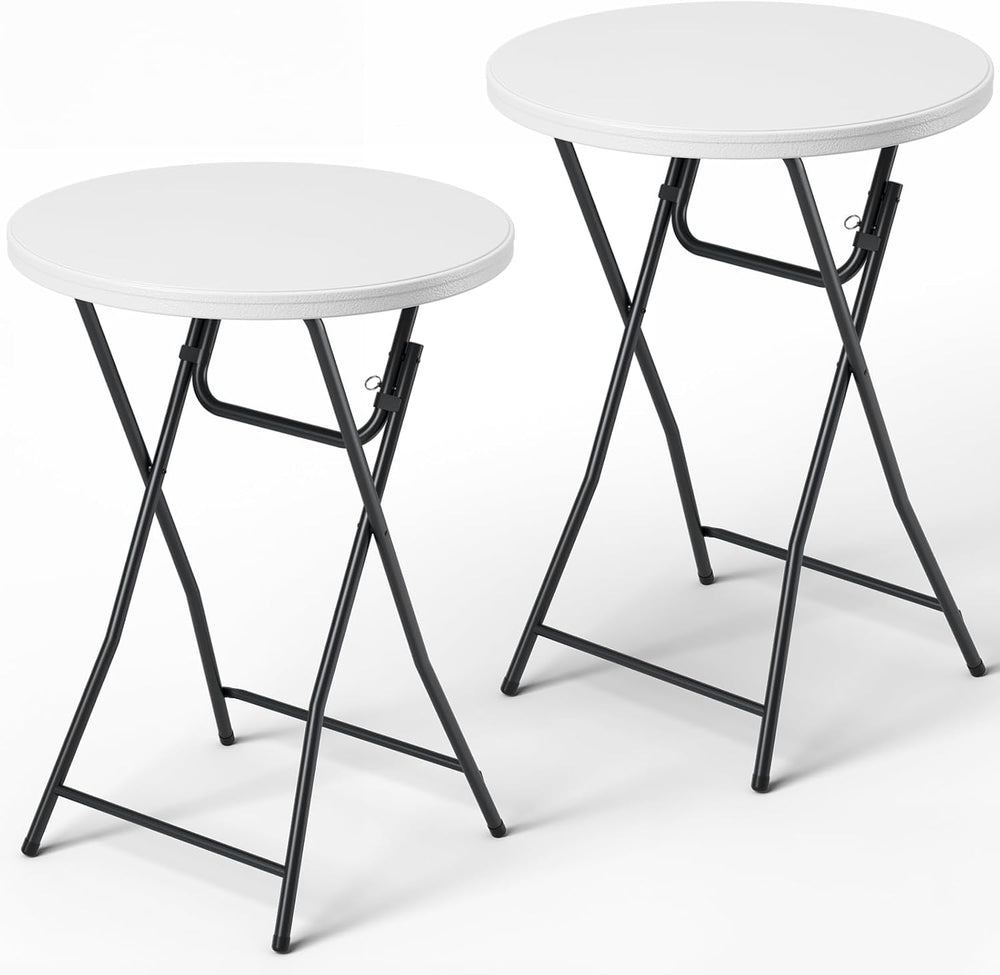 Folding Table 2 Pack, 32 Inch Foldable Cocktail Bar, High Top Round Folding B...